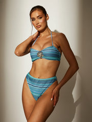 Palms High Waist Bottoms in Blue Crochet