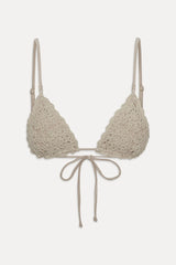Elena Crochet Shine Bikini Top - Birthday Suit