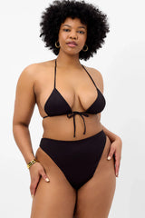 Phillipa Plissé Micro Triangle Bikini Top - Black