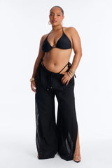Kamila High Slits Cover Up Pants - Black