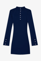 Isla Long  Sleeve Mini Dress - Midnight Blue