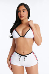 Just Can't Compete 2pc Boyshort Bikini - White