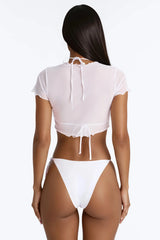 Making It Happen 2 Piece Bikini and Cover Up Top - White/Pink
