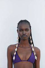 Nick Shine Triangle Bikini Top - Candied Violet