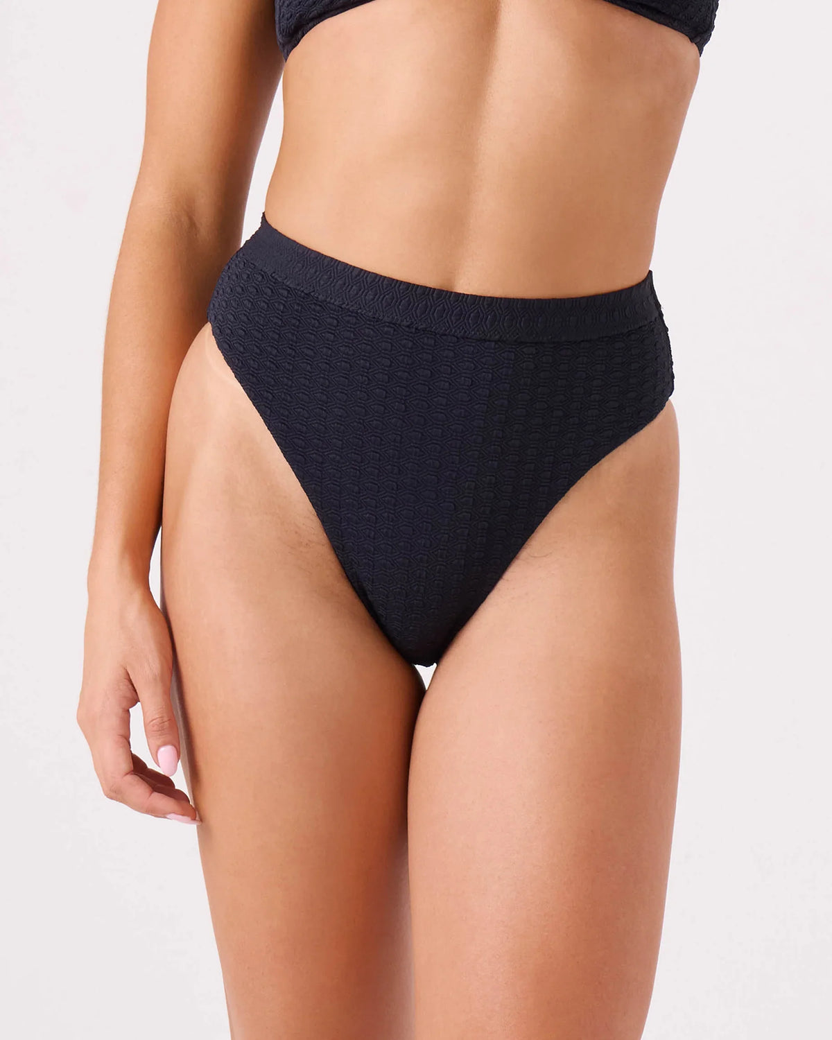 Haleiwa Banded High Waist Moderate Bikini Bottom