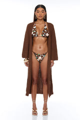 Seaside Sparkle Crochet 3 Piece Sunsuit Set - Chocolate