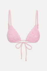 Elena Crochet Shine Bikini Top - Blush