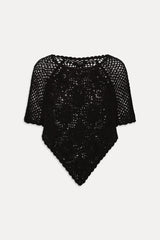Sophie Crochet Poncho - Black