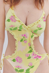 Danielle Floral Monokini One Piece Swimsuit - Mojito