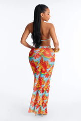 Gia 2 Piece Bikini And Sarong Set - Orange/combo