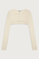 Nila Ribbed Cloud Knit Shrug - Porcelain