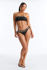 Lyanna Ribbed Seashell Charm 2 Piece Bikini - Black