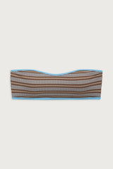 Rosabella Striped Bandeau Bikini Top - Ocean Stone