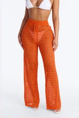 Temptress Textured Knit Swim Cover Up Pant - Orange