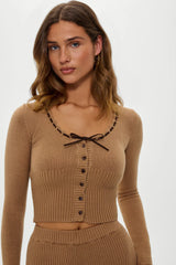x BELLA HADID Texas Knit Cardigan - Caramel