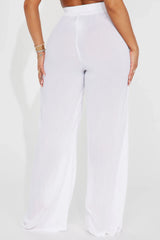 Breezy Nights Linen Swim Cover Up Pants - White