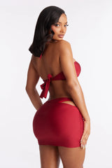 Amira Hardware 3 Piece Bikini & Skirt Set - Wine