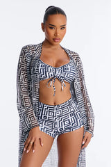 Checking You Out Bikini And Coverup Set - Black/White