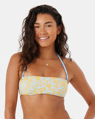 Tapestry Patchwork Bandeau Lace Up Bikini Top
