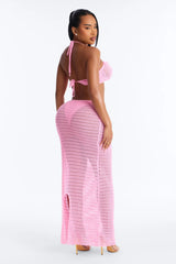 Beach Blossom Floral Swim Sheer Cover Up Skirt - Pink