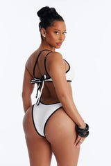 Riviera Ready 1 Piece One Shoulder Cut Out Swimsuit - White/Black