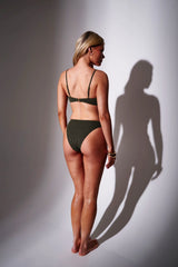Vista Crinkle Knot Front Bikini Top in Khaki