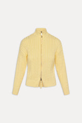 Bea Cable Knit Zip Up Sweater - Vanilla Sugar