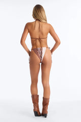 Nothing Is That Simple Novelty Leopard Shell Trim 2 Piece Bikini - Brown/combo