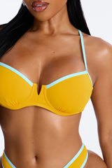 Summer Mornings 2 Piece Underwire Bikini Set - Mustard/combo