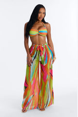 Rosalia Geometric Print Bandeau Bikini & Pant Set - Multi Color