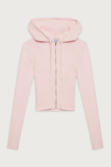 Aimee Ribbed Cloud Knit Hoodie - Rose Quartz