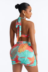 Sunset Sips Swim Cover Up Dress With Attached Bikini Bottom - Multi Color