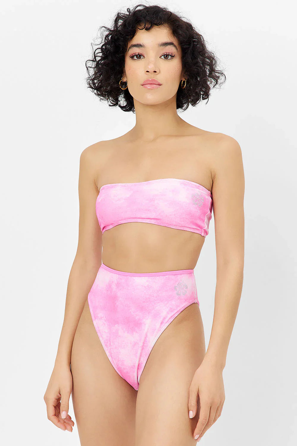Jean Terry Bandeau Bikini Top - Distorted Pink Dye
