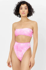 Jean Terry Bandeau Bikini Top - Distorted Pink Dye
