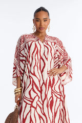 Wave Whispers Swim Cover Up Kaftan Dress - Brown/combo