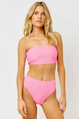 Jenna High Waist Bikini Bottom - Pink Punch