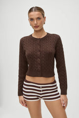 Dudley Cable Knit Cardigan - Brown Sugar