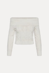 Saint Off The Shoulder Knit Sweater - Cloud White