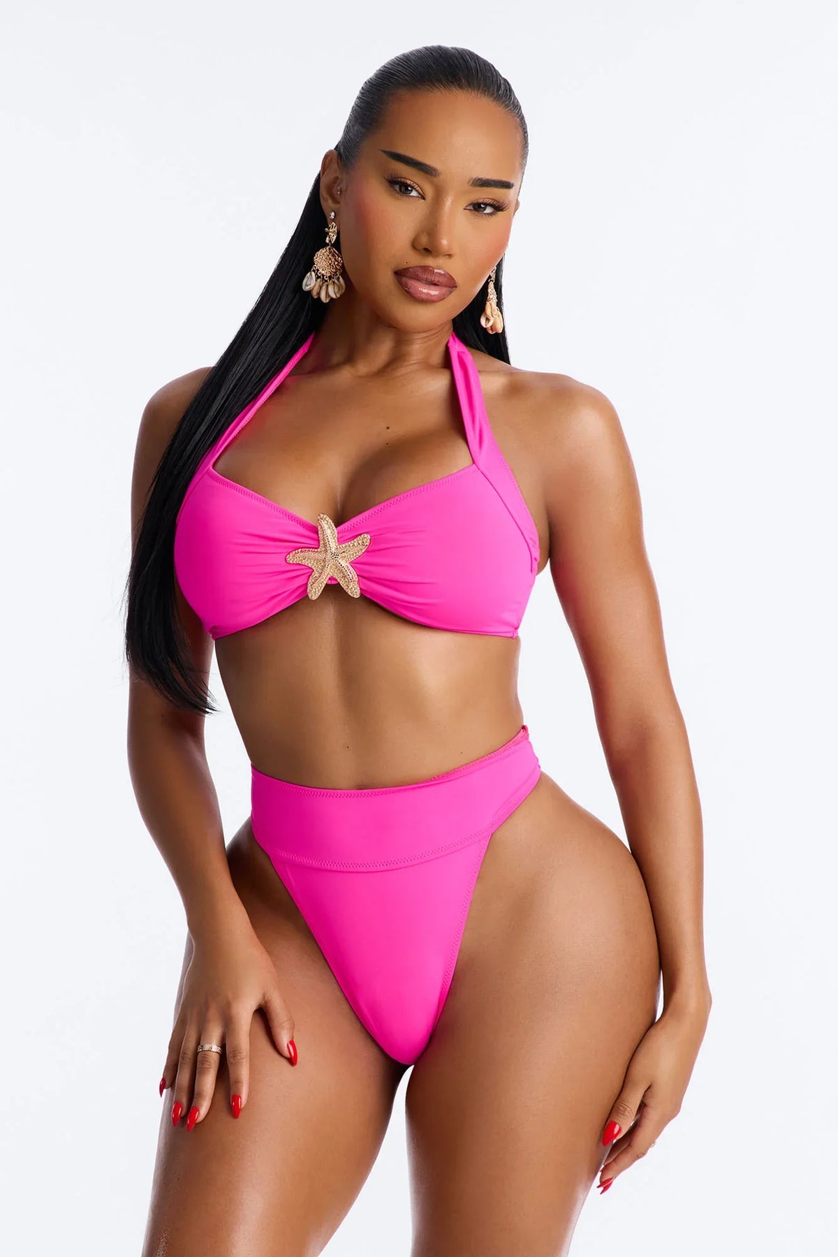 Keep Me By The Shore Hardware Starfish 2 Piece Bikini - Hot Pink