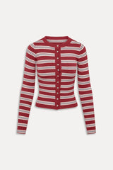Lenon Button Up Knit Sweater - Collegiate Stripe