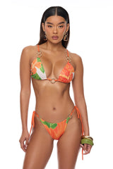 Tropic Oasis Vacation Kimono Bikini 3 Piece Set - Orange/combo