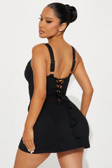 Delvina Snatched Sculpting Underwire 1 Piece Swimsuit Dress - Black