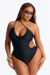 Coconut Life O-Ring Asymmetrical Side Out 1 Piece Swimsuit - Black