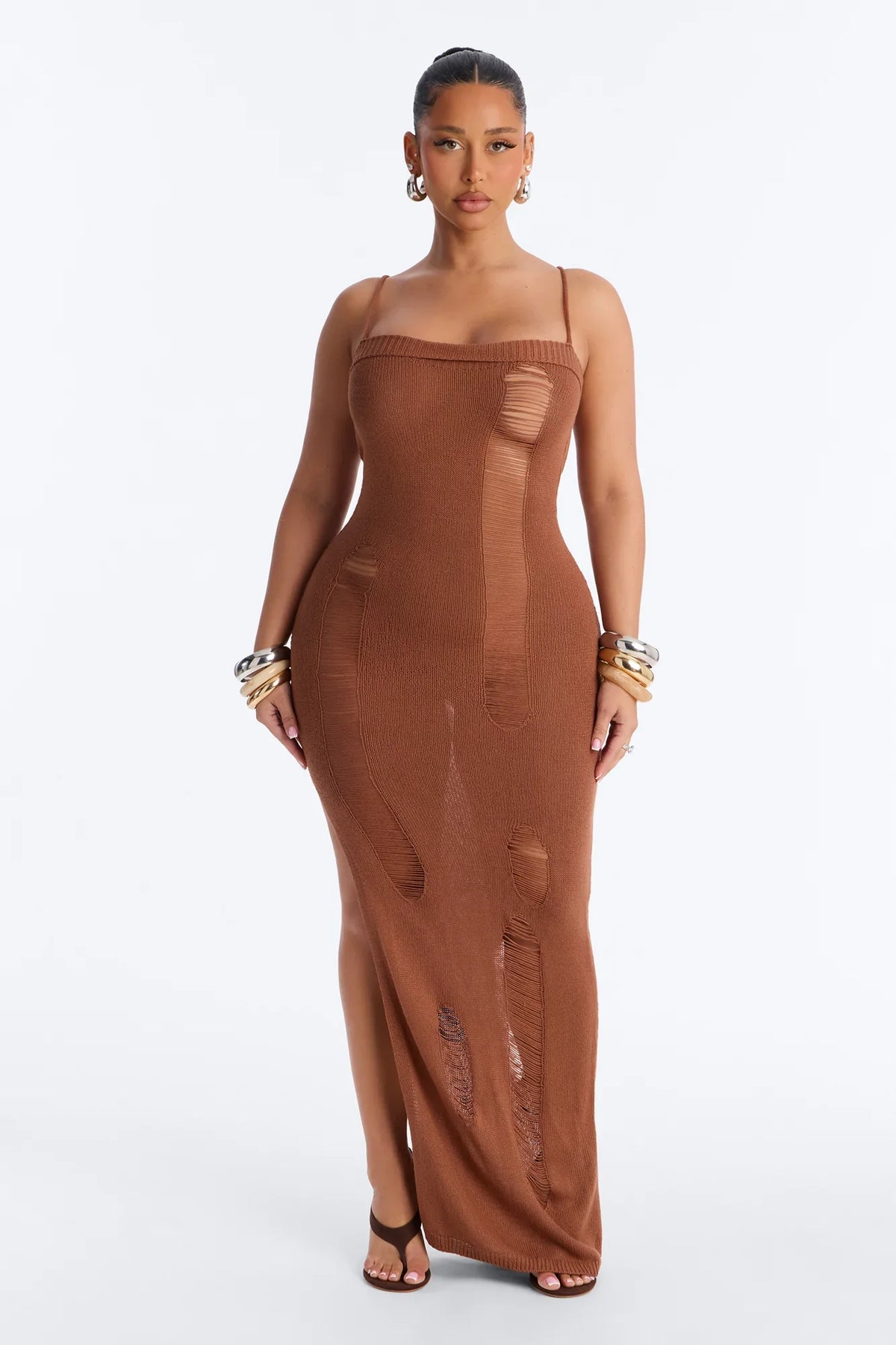 Penny Crochet Swim Cover Up Maxi Dress - Mocha