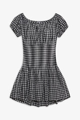 Sadie Gingham Mini Dress - Black Gingham