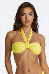 I'm The Prize 2 Piece Halter Bralette Bikini Set - Yellow