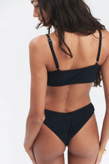 Cleo Ribbed Bralette Bikini Top - Midnight