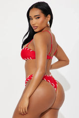 Ocean Wave Bandeau Whipstitch 2 Piece Bikini - Red