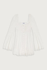 Sunflower Floral Embroidered Mini Dress - White