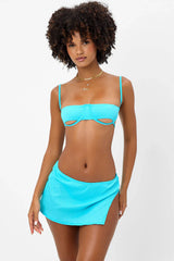 Marty Plissé Swim Skirt Bikini Bottom - Aquamarine